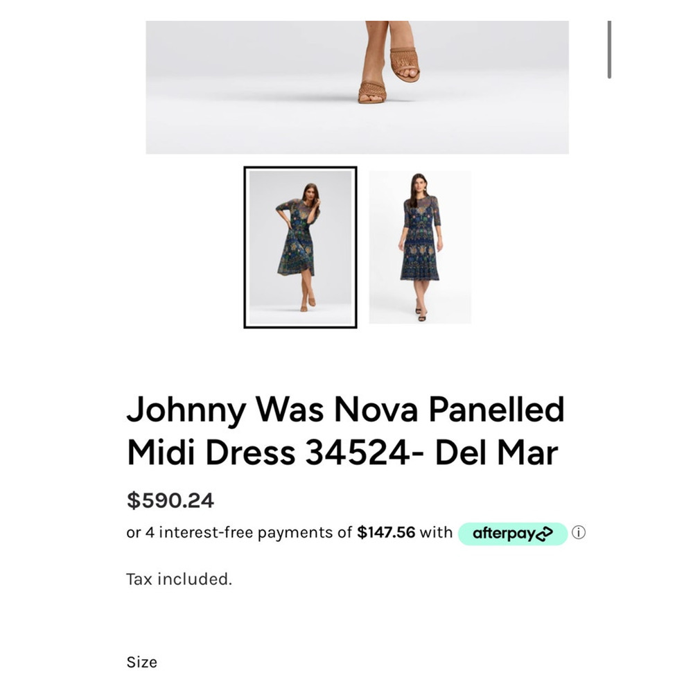 Johnny Was Women's Nova Paneled Midi Dress 3/4 Sleeves Blue Size Small NWT - Picture 11 of 16